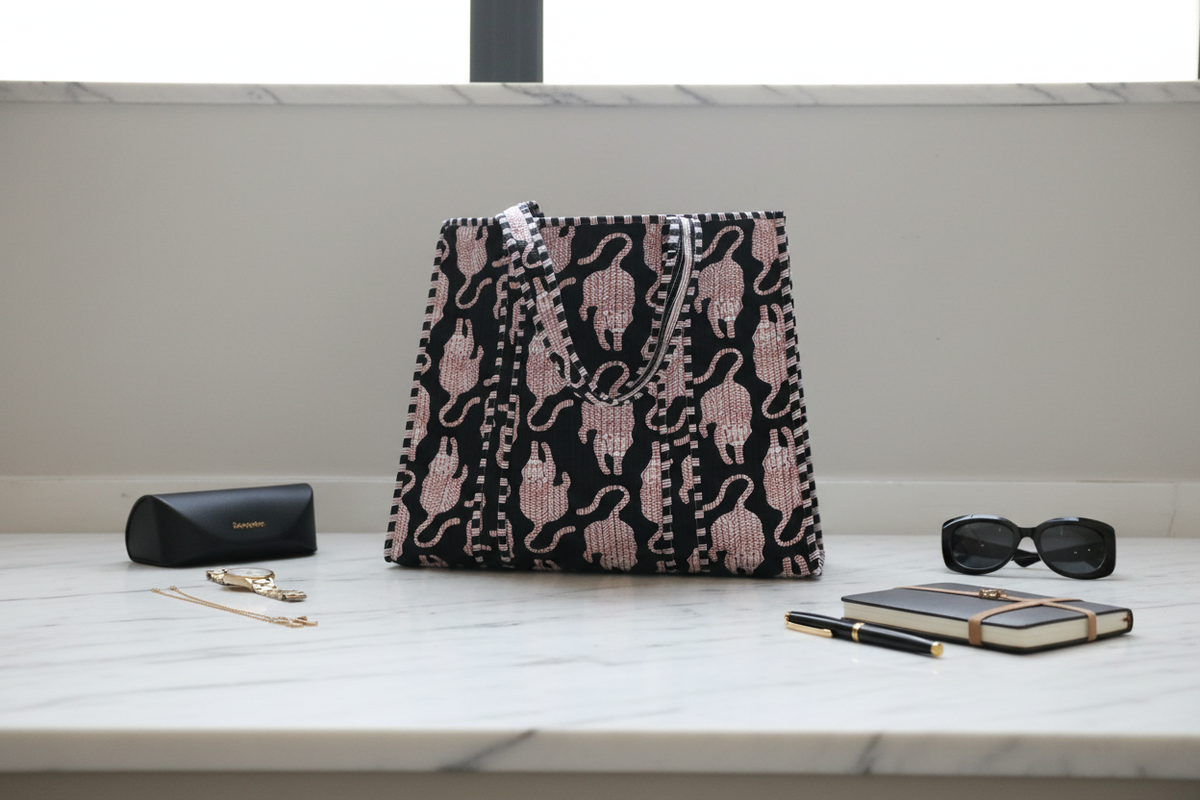 Black Cat Print Tote Marketing Photo